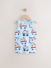 Red/Blue Emergency Vehicles 100% Cotton Vests 3 Pack (1.5-10yrs) - Image 4 of 7
