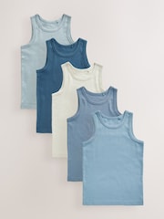 Tonal Blue Vests 5 Pack (1.5-16yrs) - Image 1 of 8