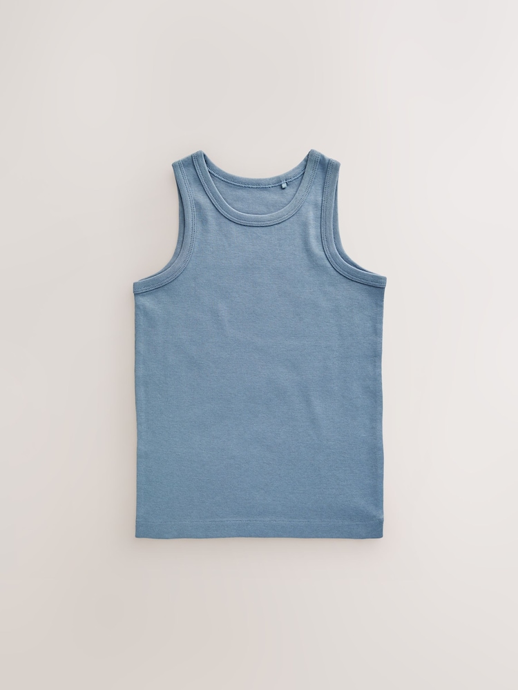 Tonal Blue Vests 5 Pack (1.5-16yrs) - Image 5 of 8