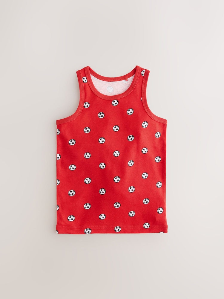Red/Blue Football 100% Cotton Vests 3 Pack (1.5-10yrs) - Image 2 of 7