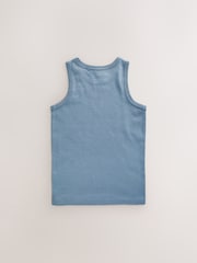 Tonal Blue Organic Cotton Vests 10 Pack (1.5-16yrs) - Image 7 of 8