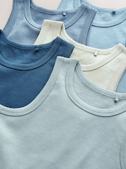 Tonal Blue Organic Cotton Vests 10 Pack (1.5-16yrs) - Image 8 of 8