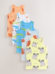 Bright Animal Print 100% Cotton Vests 5 Pack (1.5-8yrs) - Image 1 of 9
