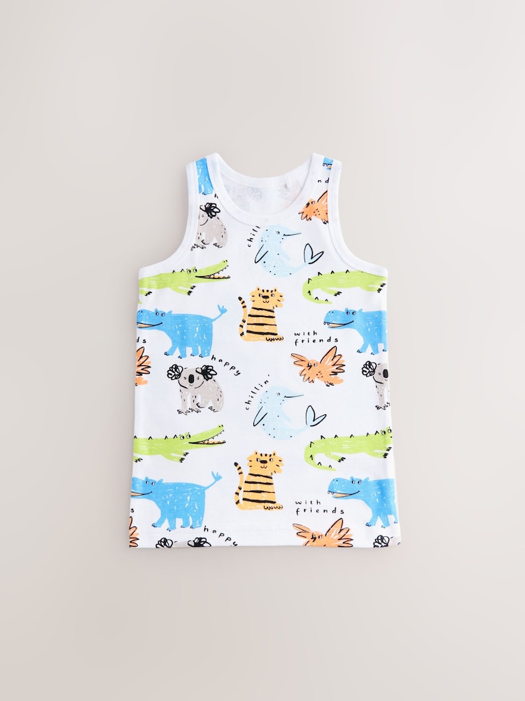 Bright Animal Print 100% Cotton Vests 5 Pack (1.5-8yrs) - Image 4 of 9