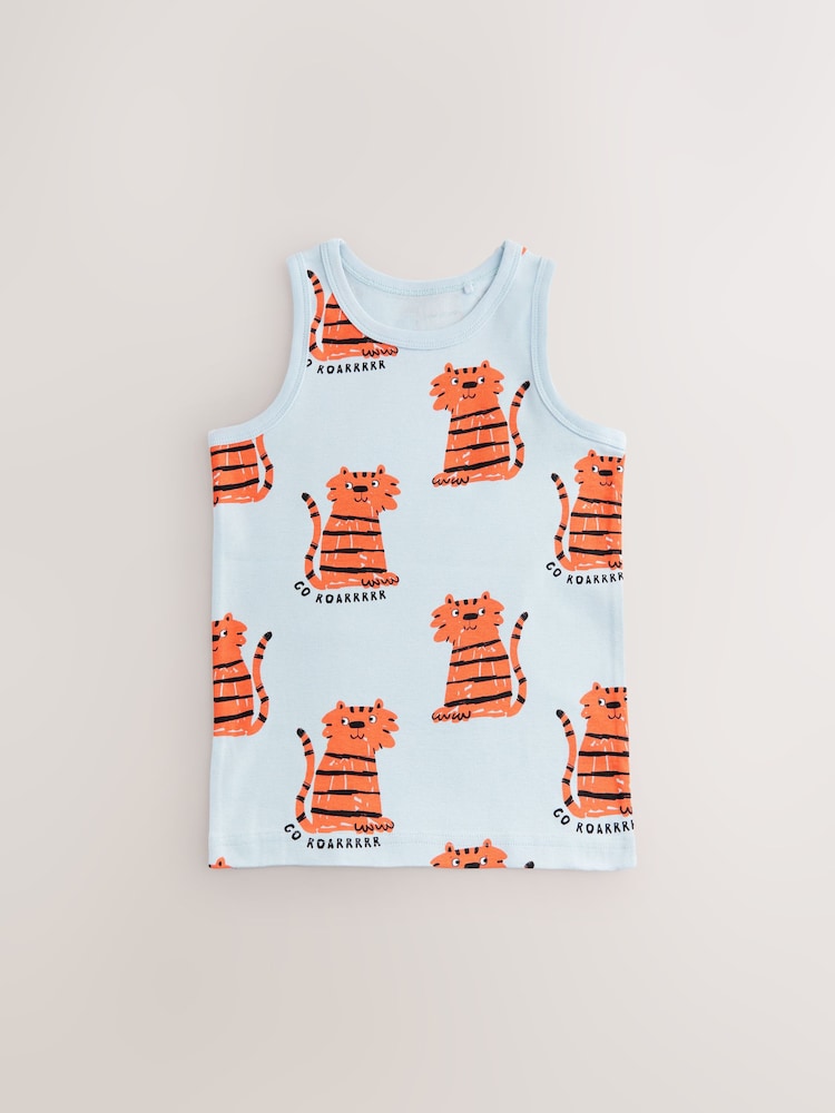 Bright Animal Print 100% Cotton Vests 5 Pack (1.5-8yrs) - Image 6 of 9