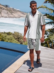 Green/White Co-ord Textured Stripe Jersey Shirt - Image 10 of 14