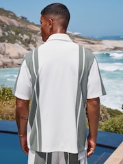 Green/White Co-ord Textured Stripe Jersey Shirt - Image 13 of 14