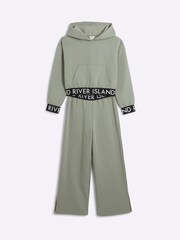 River Island Green Girls 100% Cotton Hoodie And Joggers Set - Image 3 of 5