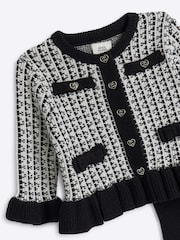 River Island Black Baby Girls Mono 100% Cotton Cardigan and Leggings Set - Image 3 of 4