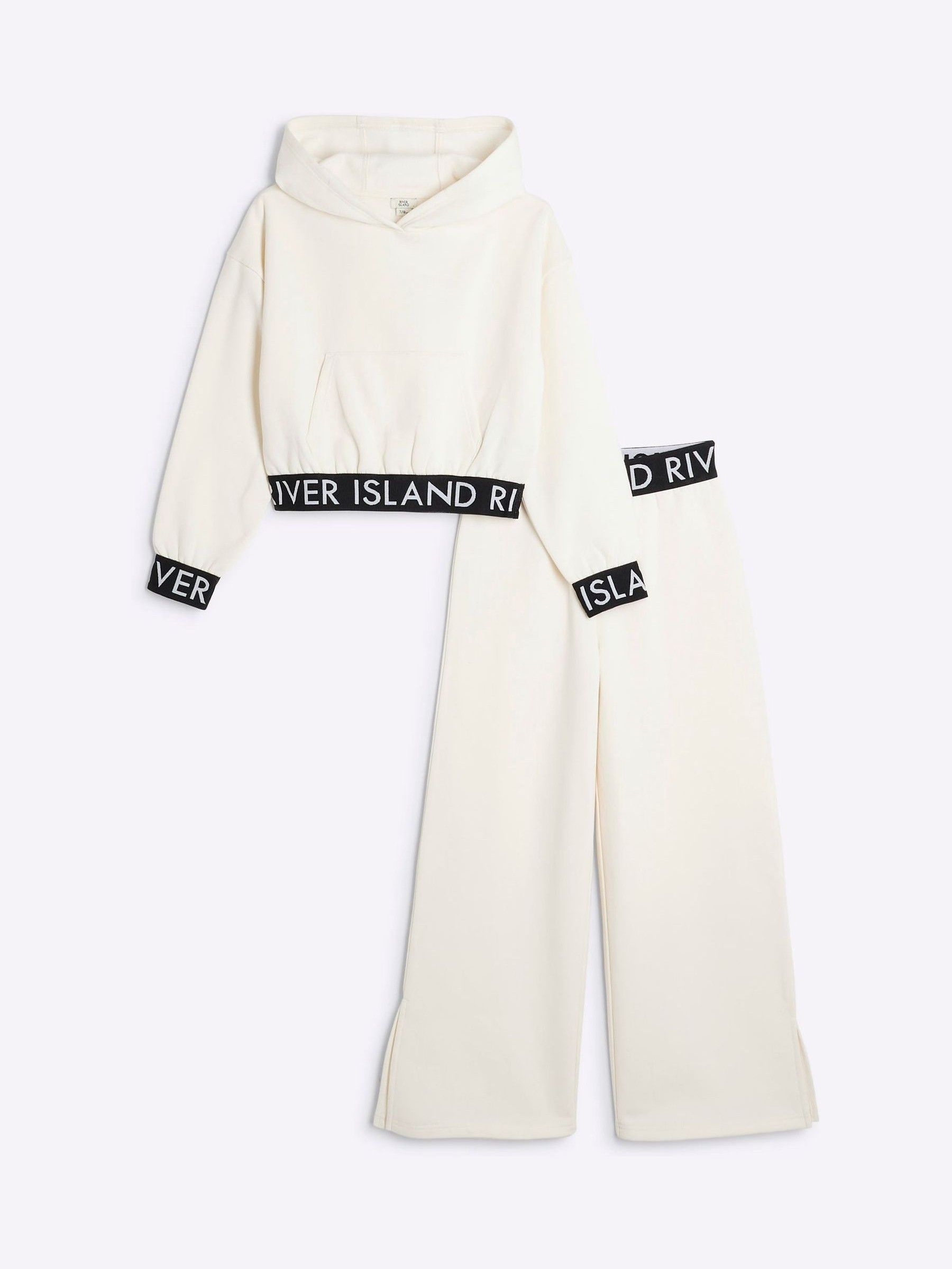 Buy River Island Cream Girls 100 Cotton Hoodie and Joggers Set from the Next UK online shop