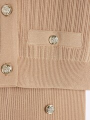 River Island Brown Girls Military 100% Cotton Rib Top and Flare Trousers Set - Image 4 of 4