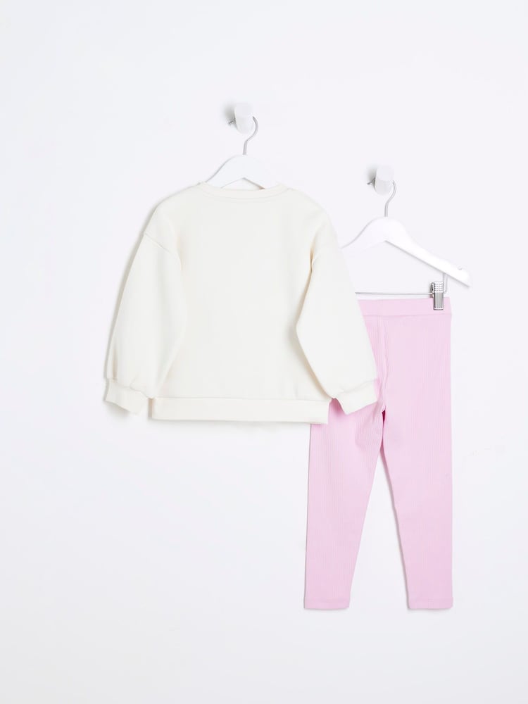 River Island Cream Girls Headphone Sweatshirt Set - Image 2 of 5