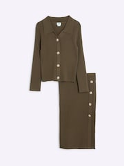 River Island Green Girls Military Midi 100% Cotton Skirts Set - Image 1 of 5