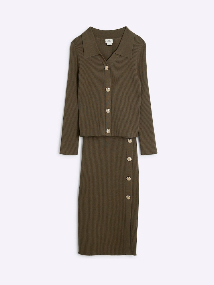 River Island Green Girls Military Midi 100% Cotton Skirts Set - Image 3 of 5