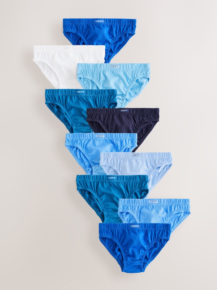 Tonal Blue 100% Cotton Briefs 10 Pack (1.5-16yrs) - Image 1 of 12