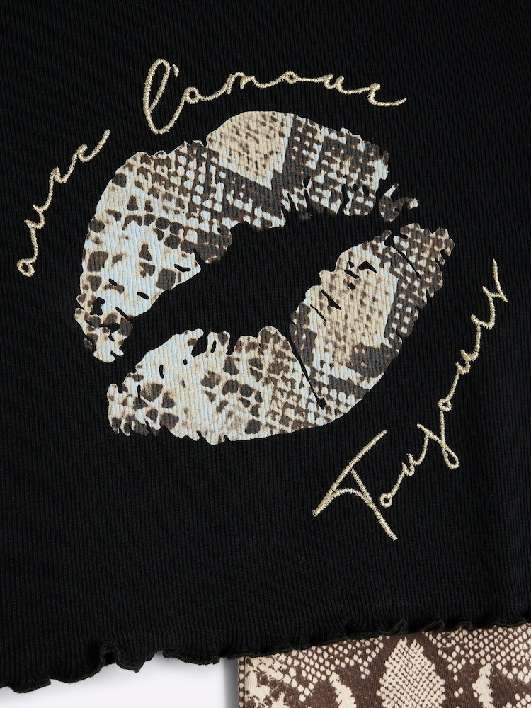 River Island Girls Snake Print T-Shirt and Kickflare Set - Bild 4 von 4