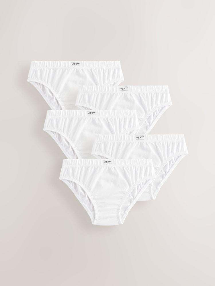 White 100% Cotton Briefs 5 Pack (1.5-16yrs) - Image 1 of 5