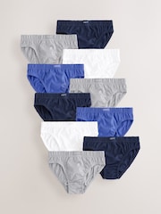 Blue/Grey 100% Cotton Briefs 10 Pack (1.5-16yrs) - Image 1 of 14