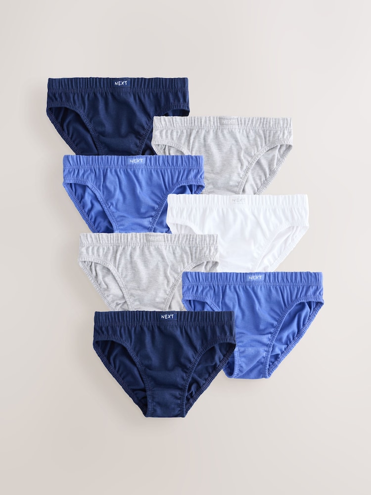 Blue 100% Cotton Briefs 7 Pack (1.5-16yrs) - Image 1 of 8 Blue 100% Cotton Briefs 7 Pack (1.5-16yrs) - Image 1 of 8