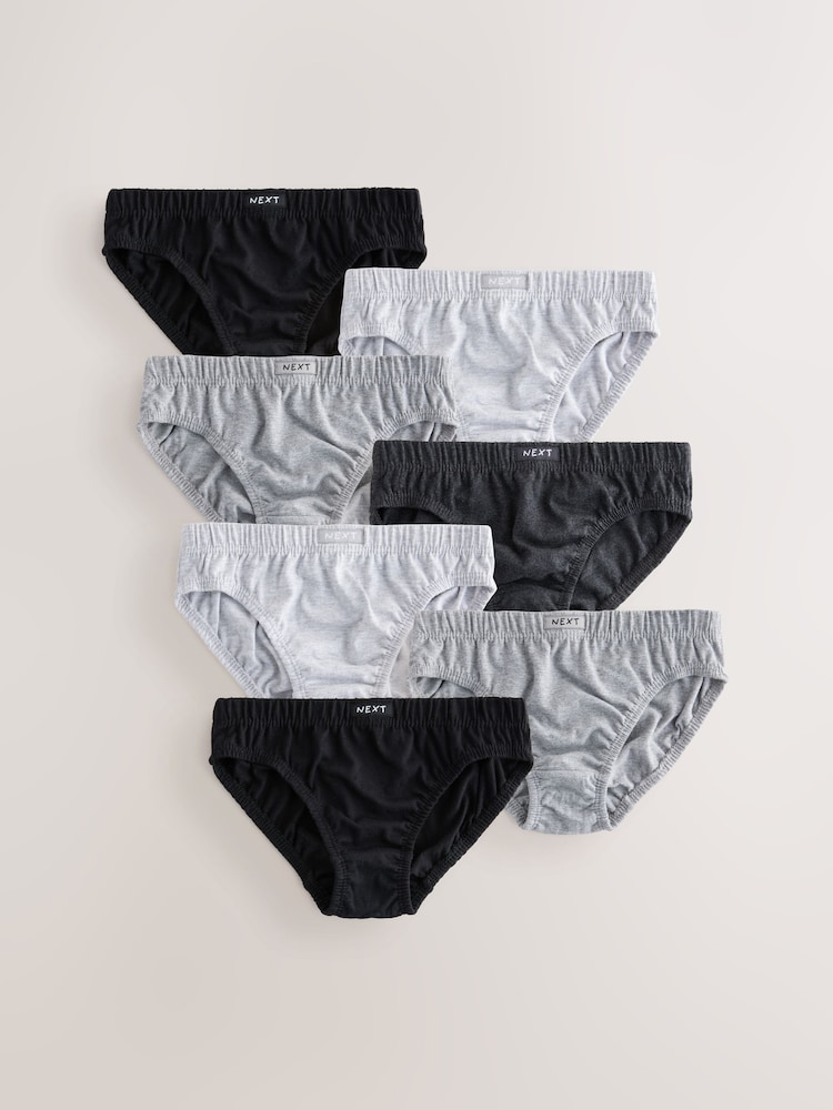 Monochrome 100% Cotton Briefs 7 Pack (1.5-16yrs) - Image 1 of 8 Monochrome 100% Cotton Briefs 7 Pack (1.5-16yrs) - Image 1 of 8