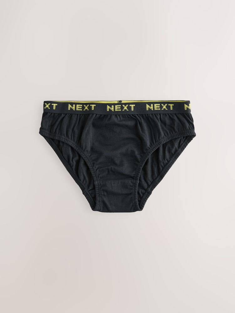 Black with Bright Jacquard Waistband 100% Cotton Briefs 5 Pack (1.5-16yrs) - Image 2 of 8 Black with Bright Jacquard Waistband 100% Cotton Briefs 5 Pack (1.5-16yrs) - Image 2 of 8