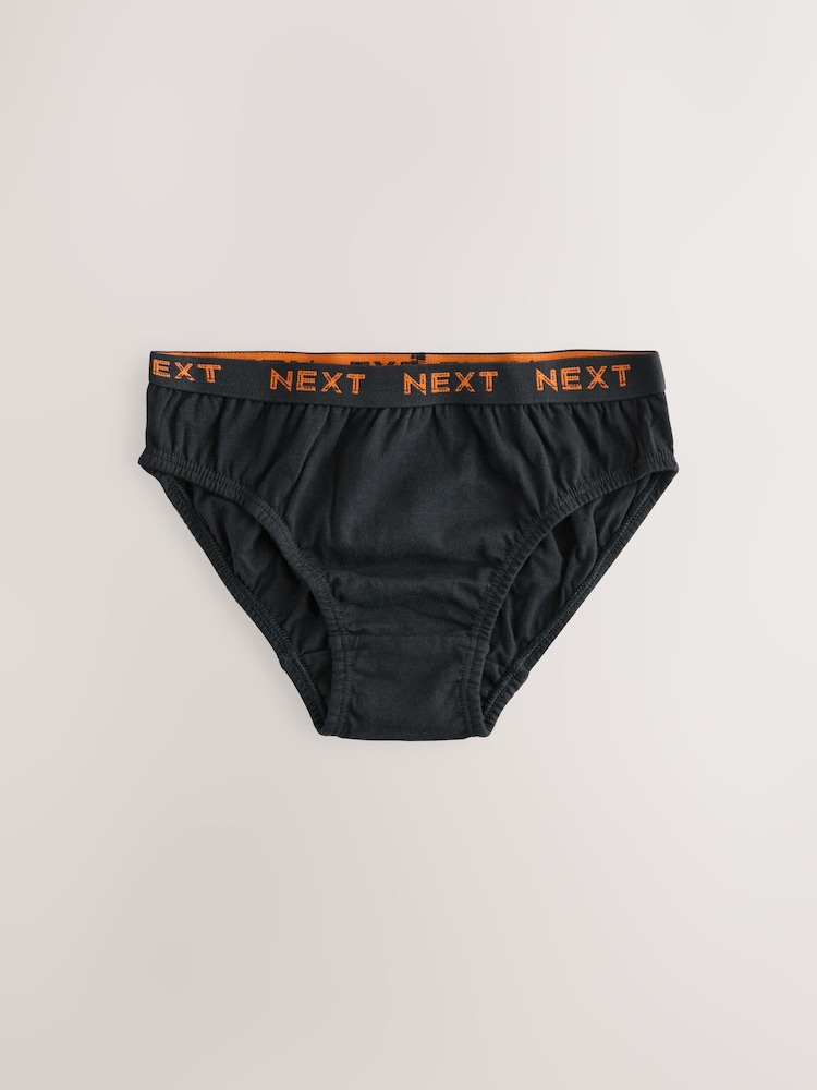 Black with Bright Jacquard Waistband 100% Cotton Briefs 5 Pack (1.5-16yrs) - Image 4 of 8
