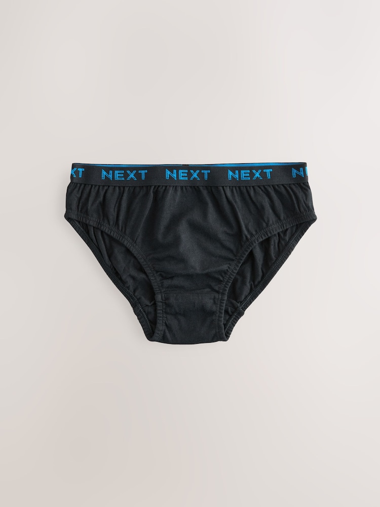 Black with Bright Jacquard Waistband 100% Cotton Briefs 5 Pack (1.5-16yrs) - Image 6 of 8