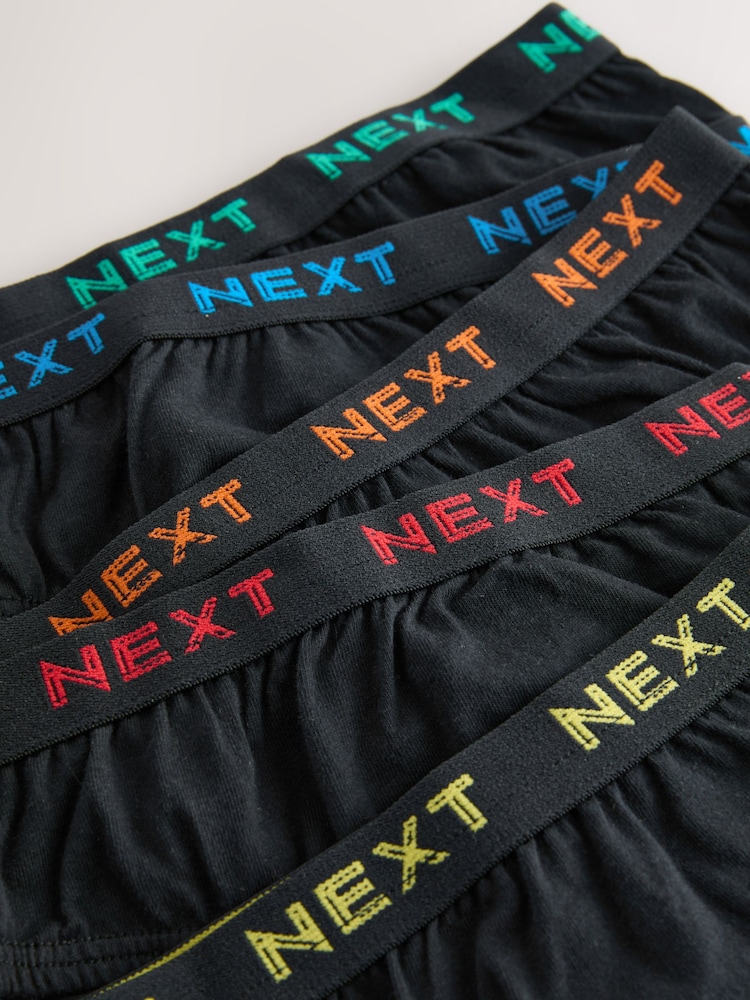 Black with Bright Jacquard Waistband 100% Cotton Briefs 5 Pack (1.5-16yrs) - Image 7 of 8