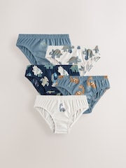 Blue Dinosaur 100% Cotton Printed Briefs 5 Pack (1.5-10yrs) - Image 1 of 9