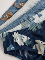 Blue Dinosaur 100% Cotton Printed Briefs 5 Pack (1.5-10yrs) - Image 8 of 9
