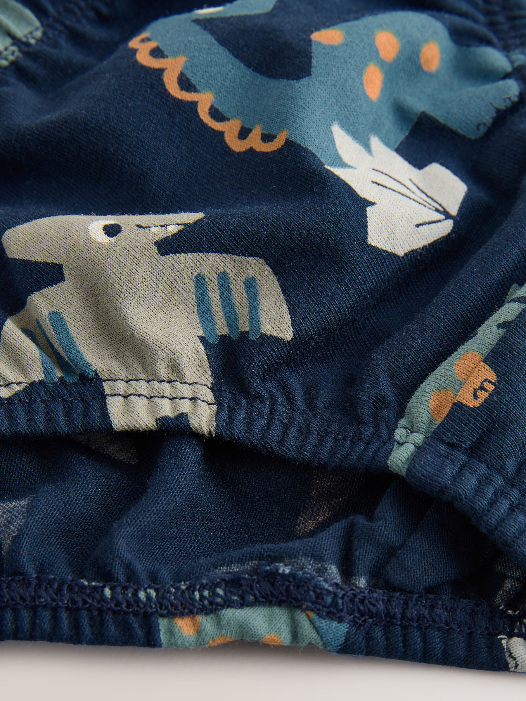 Babyhug 100% Cotton Briefs Stripes & Dino Print Pack of 3- Orange & Blue