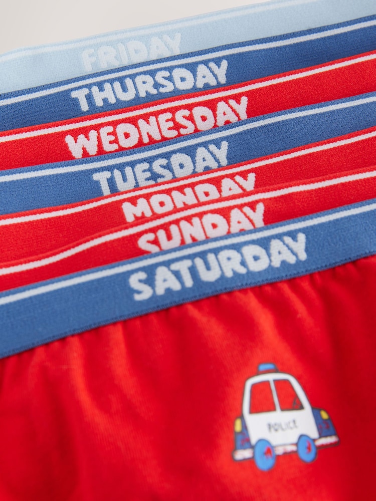 Red/Blue Emergency Vehicles Cotton Briefs 7 Pack (1.5-10yrs) - Image 10 of 11