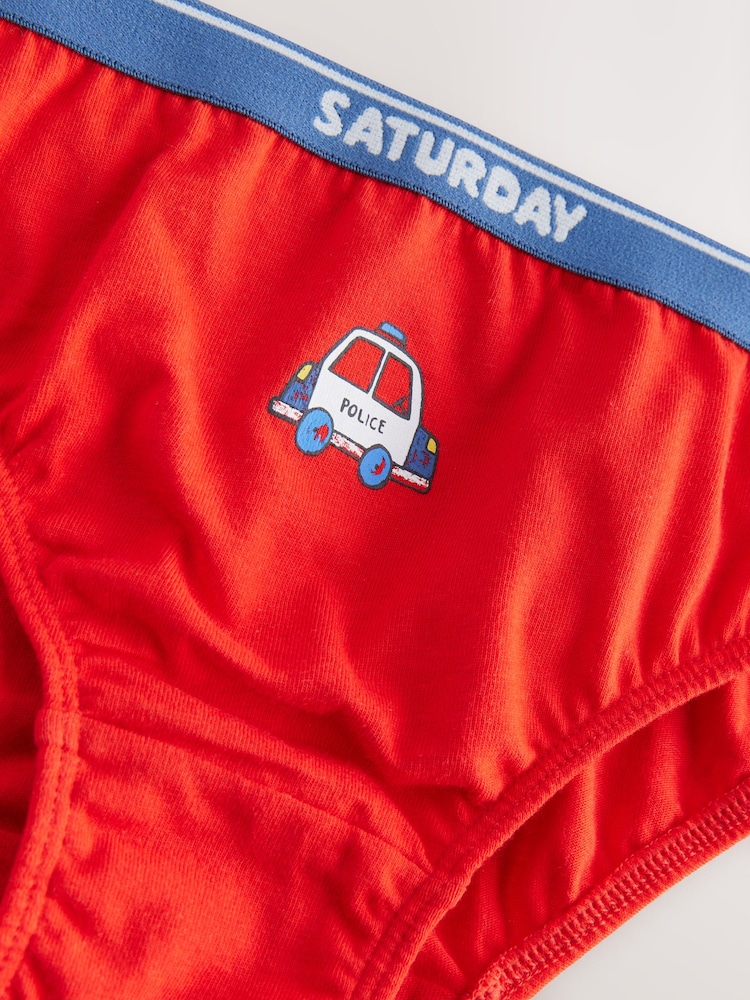Red/Blue Emergency Vehicles 100% Cotton Briefs 7 Pack (1.5-10yrs) - Image 11 of 11