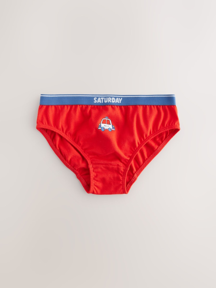 Red/Blue Emergency Vehicles 100% Cotton Briefs 7 Pack (1.5-10yrs) - Image 2 of 11