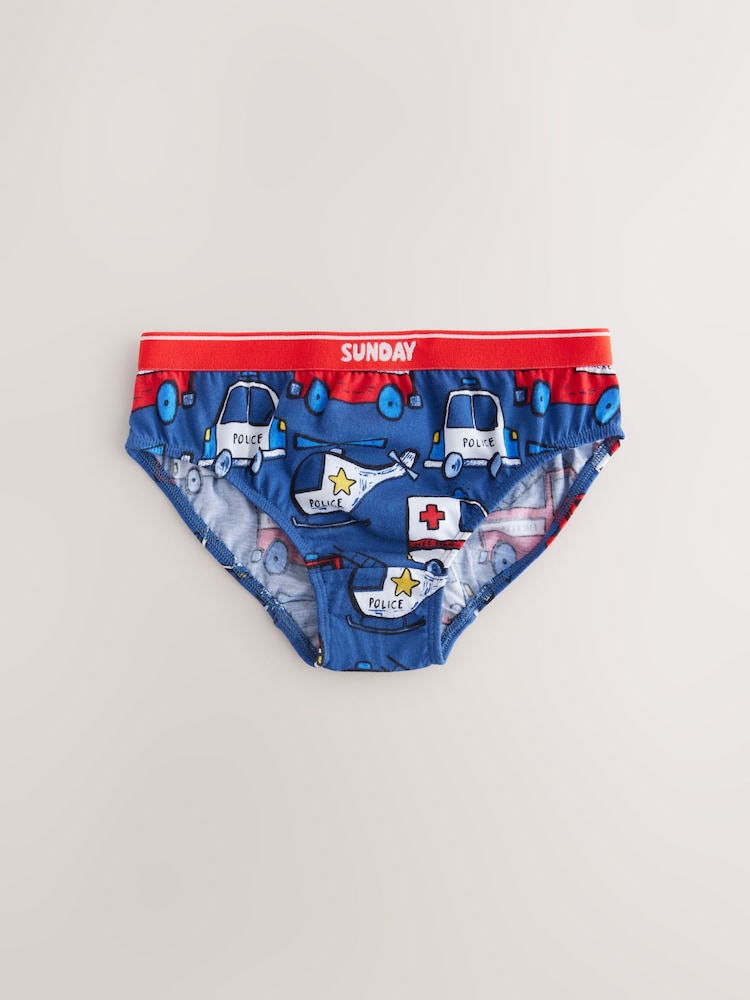 Red/Blue Emergency Vehicles Cotton Briefs 7 Pack (1.5-10yrs) - Image 4 of 11