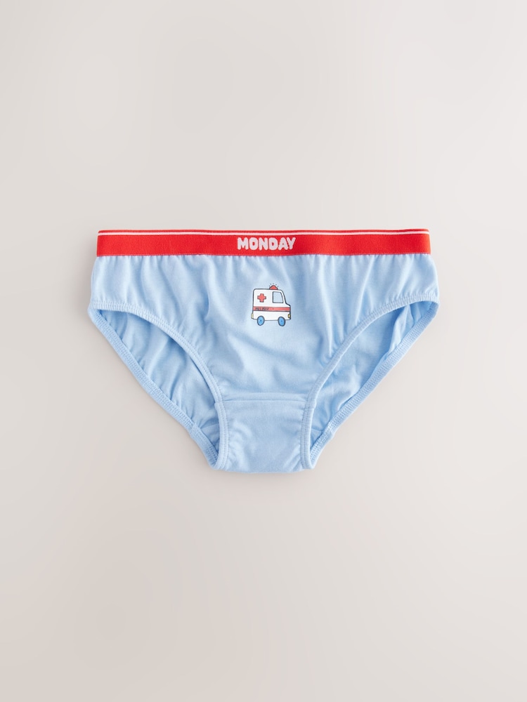 Red/Blue Emergency Vehicles Cotton Briefs 7 Pack (1.5-10yrs) - Image 5 of 11