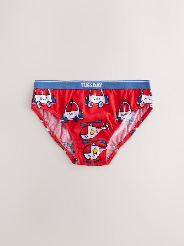 Red/Blue Emergency Vehicles Cotton Briefs 7 Pack (1.5-10yrs) - Image 6 of 11