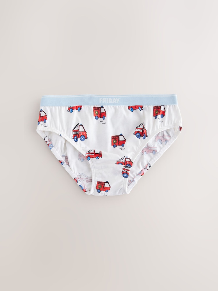 Red/Blue Emergency Vehicles Cotton Briefs 7 Pack (1.5-10yrs) - Image 9 of 11