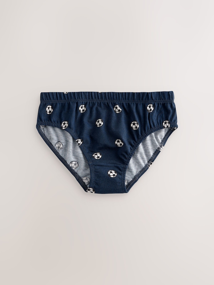 Red/Blue Football 100% Cotton Printed Briefs 5 Pack (1.5-10yrs) - Image 7 of 9