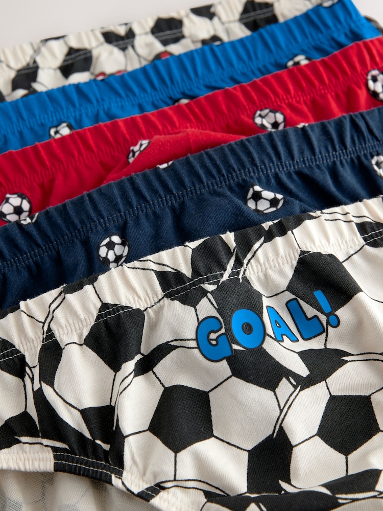 Red/Blue Football 100% Cotton Printed Briefs 5 Pack (1.5-10yrs) - Image 8 of 9