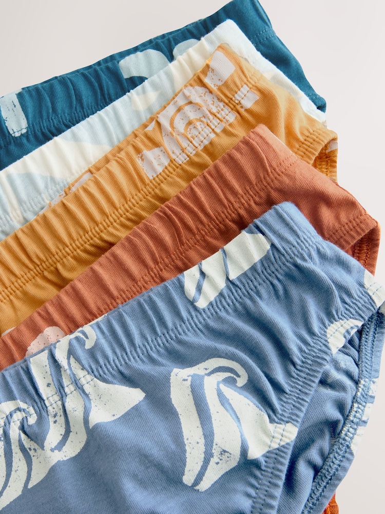 Sea Sun Stamp Print 100% Cotton Printed Briefs 5 Pack (1.5-10yrs) - Image 9 of 9