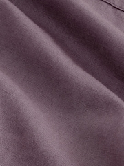 Mauve Purple Standard Collar Cotton Linen Blend Short Sleeve Shirt - Image 7 of 7