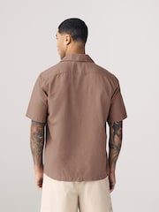 Neutral Stone Cuban Collar Cotton Linen Blend Short Sleeve Shirt - Image 2 of 7