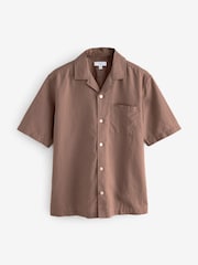 Neutral Stone Cuban Collar Cotton Linen Blend Short Sleeve Shirt - Image 5 of 7