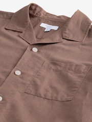 Neutral Stone Cuban Collar Cotton Linen Blend Short Sleeve Shirt - Image 7 of 7