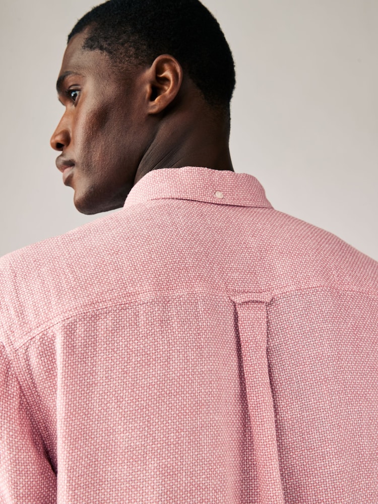 Rose - Col Classique - Chemise à manches courtes en lin et coton mélangés - Image 6 of 9