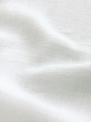 White Grandad Collar Cotton Linen Blend Short Sleeve Shirt - Image 7 of 7