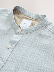 Grey Grandad Collar Cotton Linen Blend Short Sleeve Shirt - Image 6 of 7
