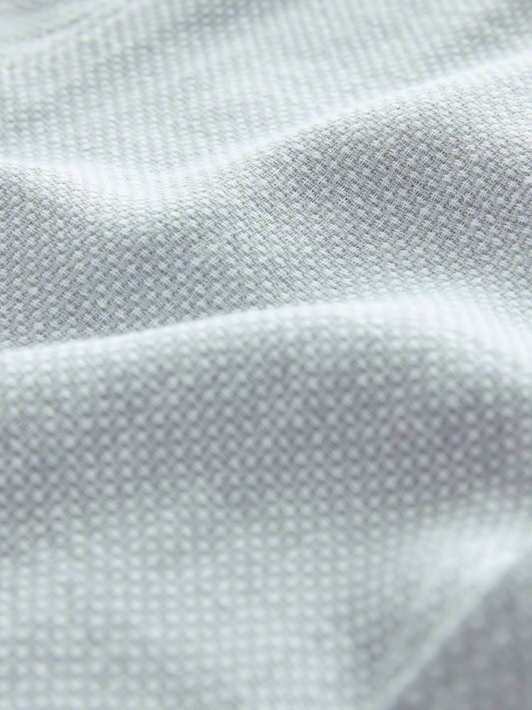 Grey Grandad Collar Cotton Linen Blend Short Sleeve Shirt - Image 7 of 7