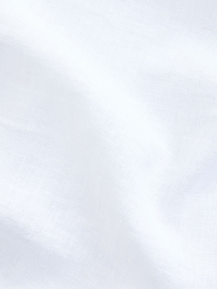 White Overhead Cotton Linen Blend Short Sleeve Shirt - Image 8 of 9